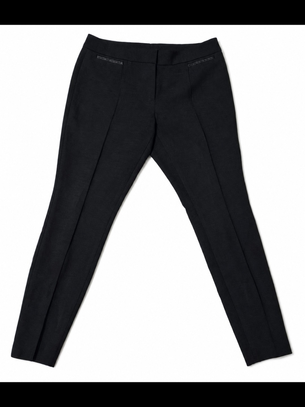 Classiques Entier Women's Black Tailored Slim Dress Pants Leayher Trim